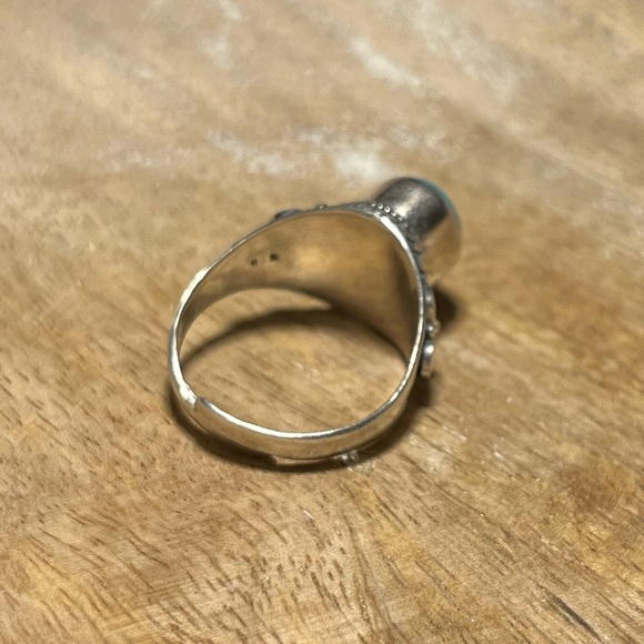 Blue Turquoise Filigree Adjustable 925 Sterling Silver Ring - Picture 7 of 12